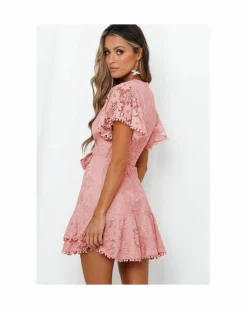 Shirt Dresses|T-Shirt Dresses*Azura Exchange Black Stripe Contrast Ruffled Sleeve T-shirt Dress Pink