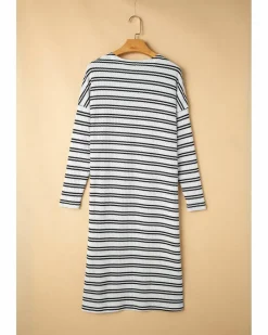 Cardigans*Azura Exchange Black Stripe Print Open Front Duster Cardigan Multi