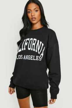 Sweatshirts|Hoodies & Sweatshirts*boohoo Tall Varsity California Print Sweatshirt black