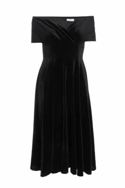 Midi Dresses*Quiz Velvet Bardot Midi Dress Black