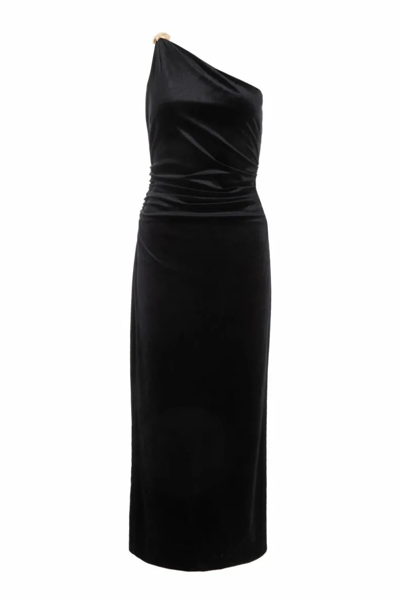 Bodycon Dresses*Quiz Velvet One Shoulder Midaxi Dress Black