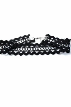 Necklaces*SVNX Wide Corded Effect Circular Detail Choker Necklace Black