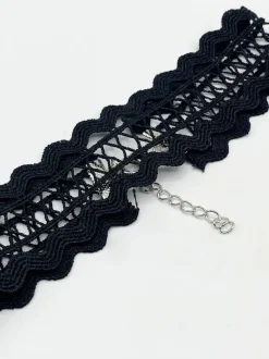 Necklaces*SVNX Wide Corded Effect Circular Detail Choker Necklace Black