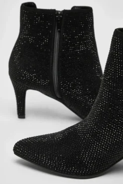 Ankle Boots*Quiz Wide Fit Diamante Ankle Boots Black