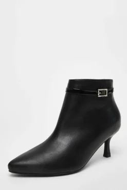 Ankle Boots*Quiz Wide Fit Faux Leather Ankle Boot Black