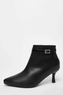 Ankle Boots*Quiz Wide Fit Faux Leather Ankle Boot Black