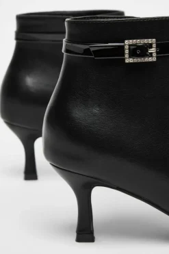 Ankle Boots*Quiz Wide Fit Faux Leather Ankle Boot Black