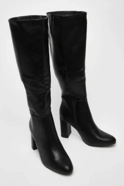 All Boots|Boots*Quiz Wide Fit Faux Leather Knee High Boots Black