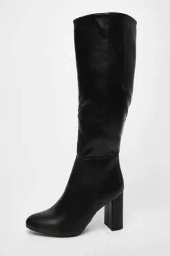 All Boots|Boots*Quiz Wide Fit Faux Leather Knee High Boots Black
