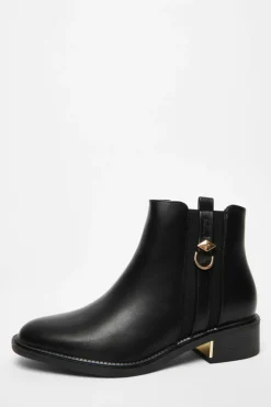 Ankle Boots*Quiz Wide Fit Flat Ankle Boot Black