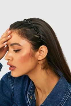 Hair Accessories*boohoo Zig Zag Resin Headband black