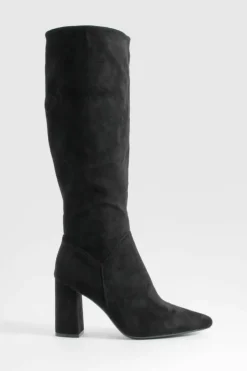 Heels|Over The Knee Boots*boohoo Block Heel Knee High black