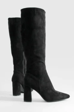 Heels|Over The Knee Boots*boohoo Block Heel Knee High black