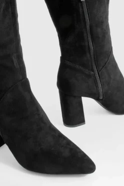 Heels|Over The Knee Boots*boohoo Block Heel Knee High black