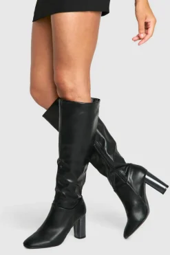 Heels|Over The Knee Boots*boohoo Block Heel Knee High Boots black