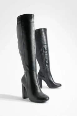 Heels|Over The Knee Boots*boohoo Block Heel Knee High Boots black
