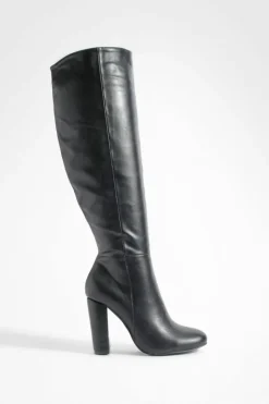 Heels|Over The Knee Boots*boohoo Block Heel Knee High Boots black