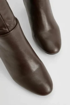 Heels|Knee High Boots*boohoo Block Heel Knee High Boots chocolate