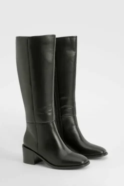 Heels|Over The Knee Boots*boohoo Block Heel Knee High Boots black