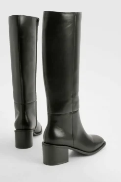 Heels|Over The Knee Boots*boohoo Block Heel Knee High Boots black