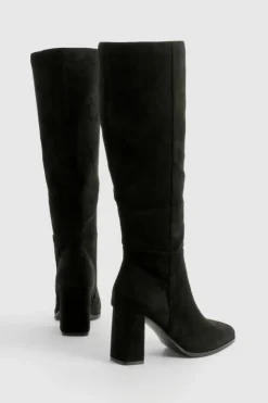 Heels|Over The Knee Boots*boohoo Block Heel Knee High Boots black