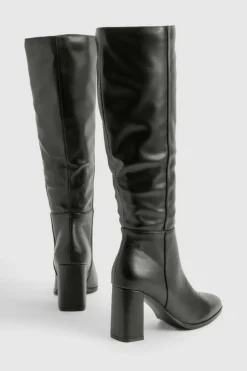 Heels|Over The Knee Boots*boohoo Block Heel Knee High Boots black