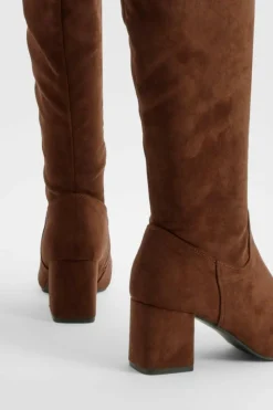 Heels|Over The Knee Boots*boohoo Block Heel Over The Knee High Boots chocolate