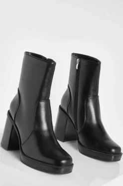 Heels|Heeled Boots*boohoo Block Heel Platform Ankle Boot black
