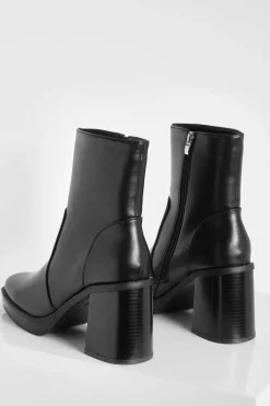Heels|Heeled Boots*boohoo Block Heel Platform Ankle Boot black
