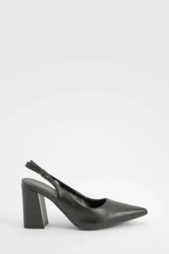 Heels*boohoo Block Heel Slingback Court Heels black