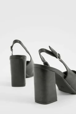 Heels*boohoo Block Heel Slingback Court Heels black