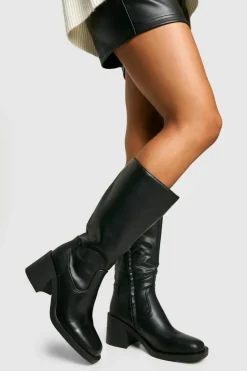 Heels|Over The Knee Boots*boohoo Block Heeled Knee High Boots black