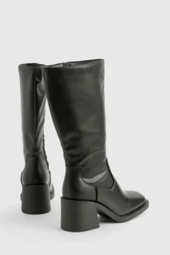 Heels|Over The Knee Boots*boohoo Block Heeled Knee High Boots black