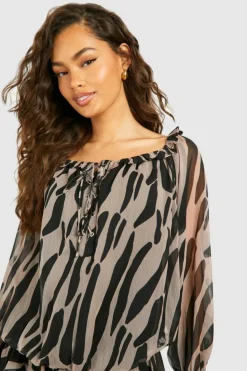Smock Dresses*boohoo Blouson Printed Chiffon Mini Dress animal