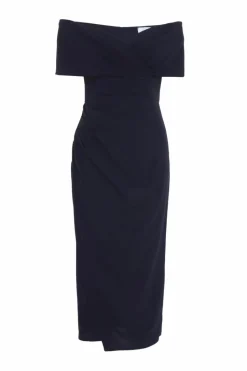 Wrap Dresses|Midi Dresses*Quiz Bardot Ruched Wrap Midi Dress Blue