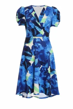 Midi Dresses*Quiz Floral Dip Hem Midi Dress Blue