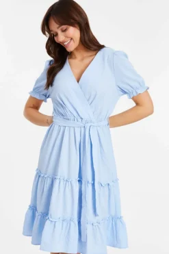 Midi Dresses*Quiz Frill Midi Dress Blue
