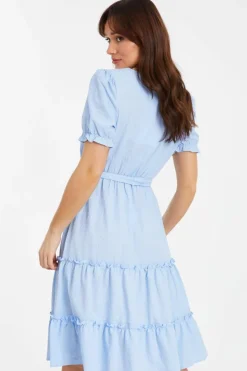 Midi Dresses*Quiz Frill Midi Dress Blue