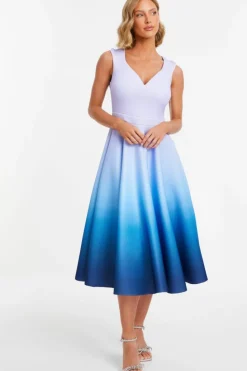Midi Dresses*Quiz Ombre Midi Skater Dress Blue