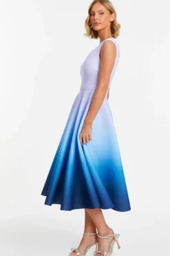 Midi Dresses*Quiz Ombre Midi Skater Dress Blue