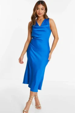 Midi Dresses*Quiz Petite Satin Slip Midi Dress Blue