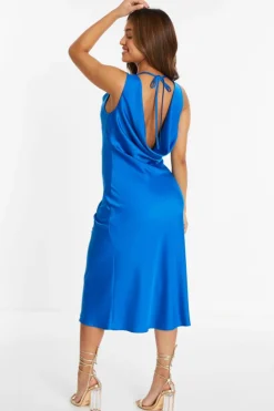 Midi Dresses*Quiz Petite Satin Slip Midi Dress Blue