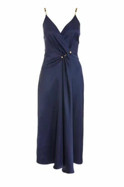 Midi Dresses*Quiz Satin Buckle Front Midi Dress Blue