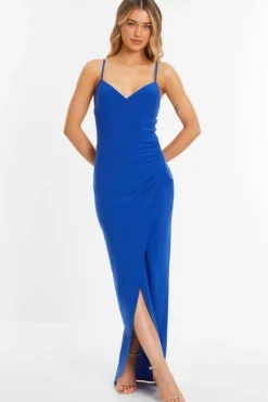 Wrap Dresses*Quiz Wrap Maxi Dress Blue