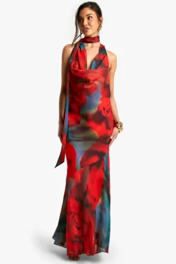 Maxi Dresses|Dresses*boohoo Blur Chiffon Halterneck Maxi Dress multi