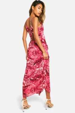 Midi Dresses*boohoo Blur Print Chiffon Ruffle Midi Dress multi