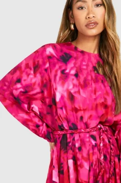 Skater Dresses*boohoo Blur Print Godet Mini Dress pink