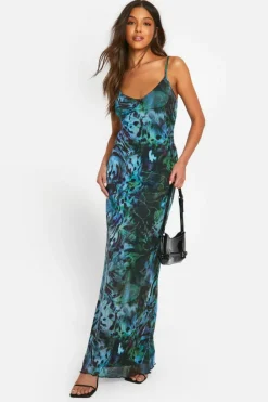 Cami Dresses|Maxi Dresses*boohoo Blur Print Mesh Cami Maxi Dress multi