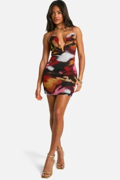 Bodycon Dresses*boohoo Blur Print Trim Mini Dress multi