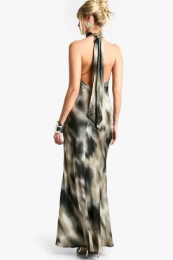 Maxi Dresses|Dresses*boohoo Blur Stripe Halterneck Maxi Dress brown